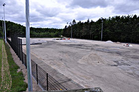 Anlægsarbejdet af kunstgræsbaner på Karsemosegård Idrætsanlæg i Nivå. Foto: Fredensborg Kommune