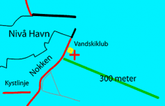 Kajakkerne befandt sig ved det røde kryds