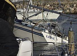  den havarerede sejlbåd "Lida af Nivå"f fra Nivå bugten
